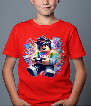 Roblox Børn T-shirt - Multiscreen - Rød - 100% Bomuld