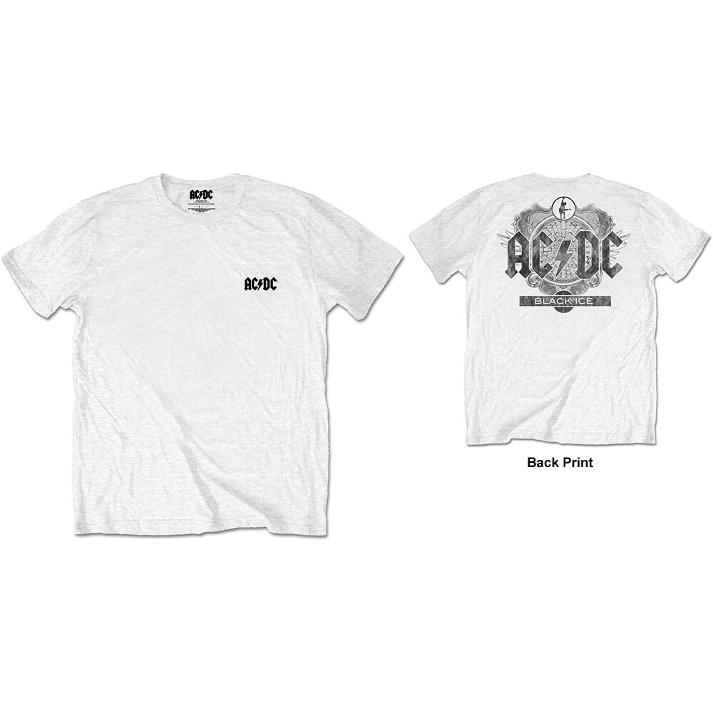 AC/DC Unisex T-Shirt: Black Ice (Back Print/Retail Pack) (Large)