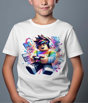 Roblox Børn T-shirt - Multiscreen - Hvid - 100% Bomuld