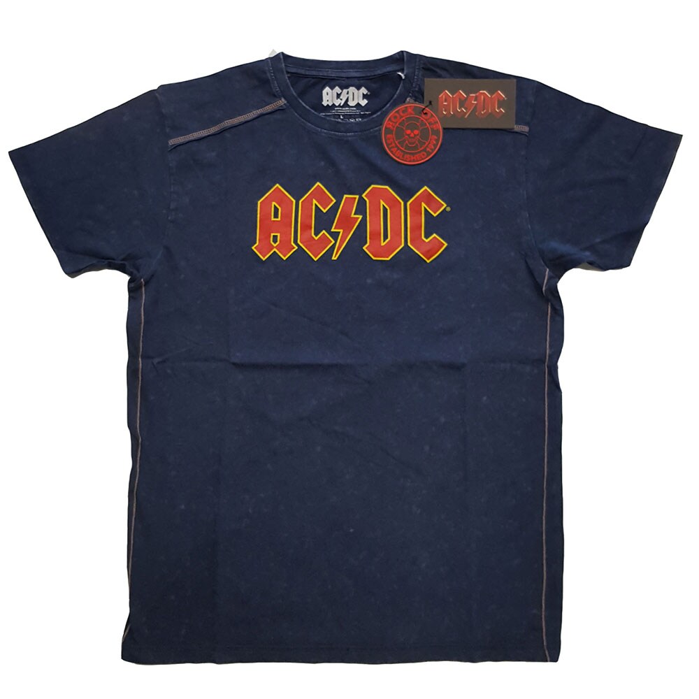AC/DC Unisex Snow Wash T-Shirt: Logo (X-Large)