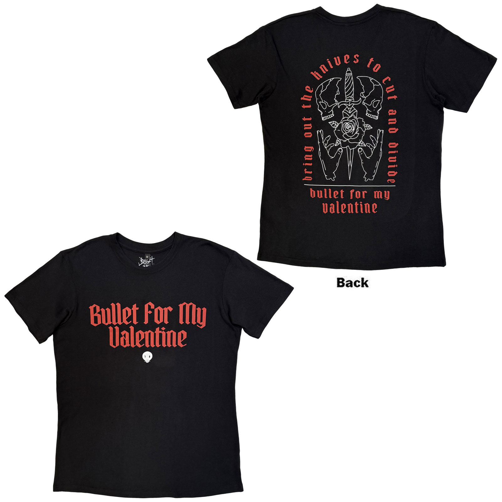Bullet For My Valentine Unisex Premium Carbon T-Shirt: Bring Out The Knives (Svart) (Ryggtryck) - 3