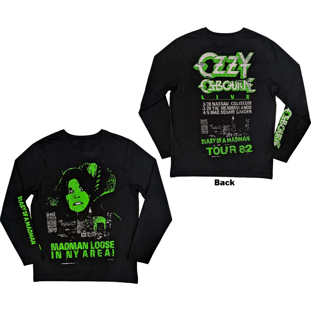 Ozzy Osbourne Unisex Long Sleeve T-Shirt: Madman Loose (Back & Sleeve Print) (X-Large)