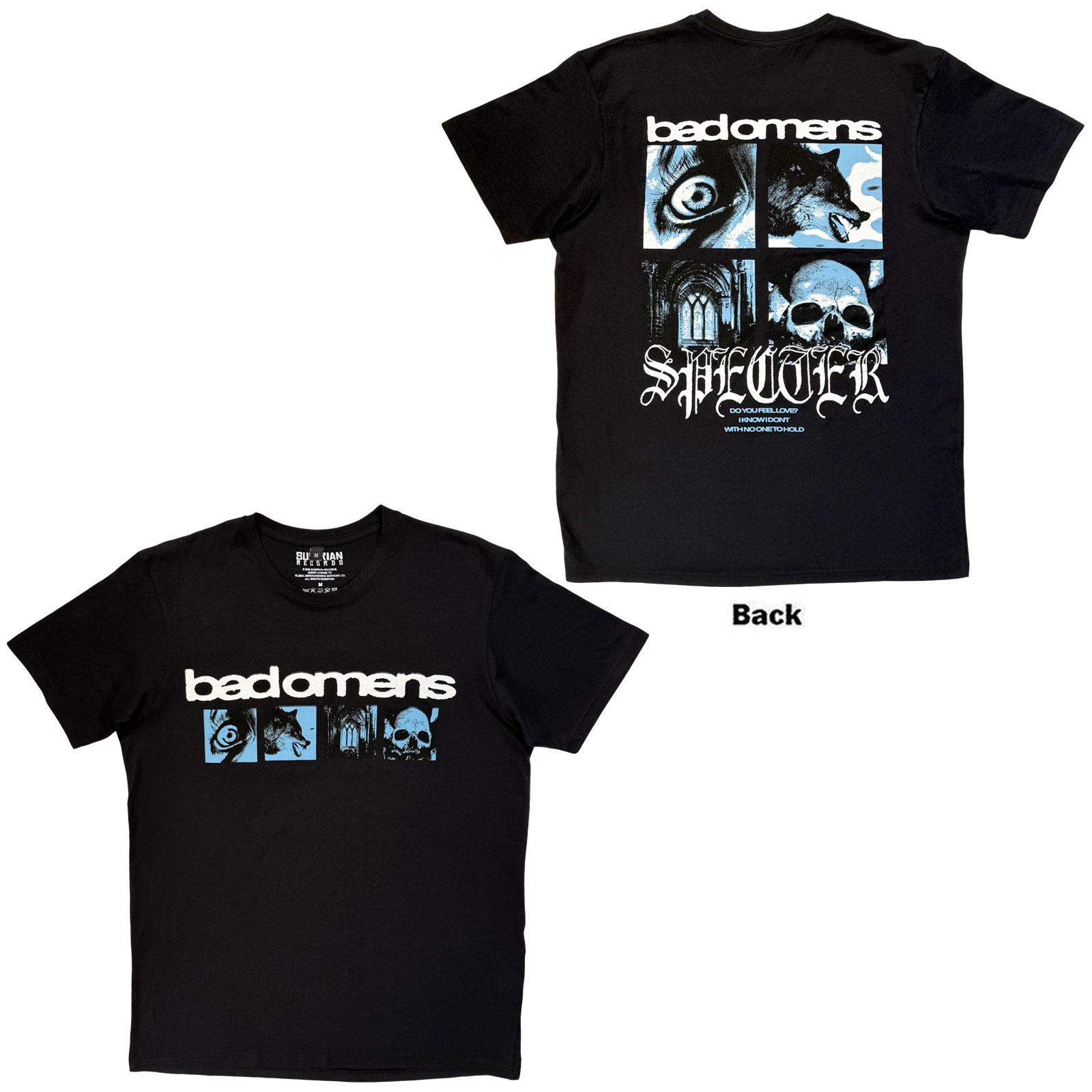 Bad Omens Unisex Premium Carbon -T-paita: Specter Collage (Musta) (Selkäpainatus) - 3