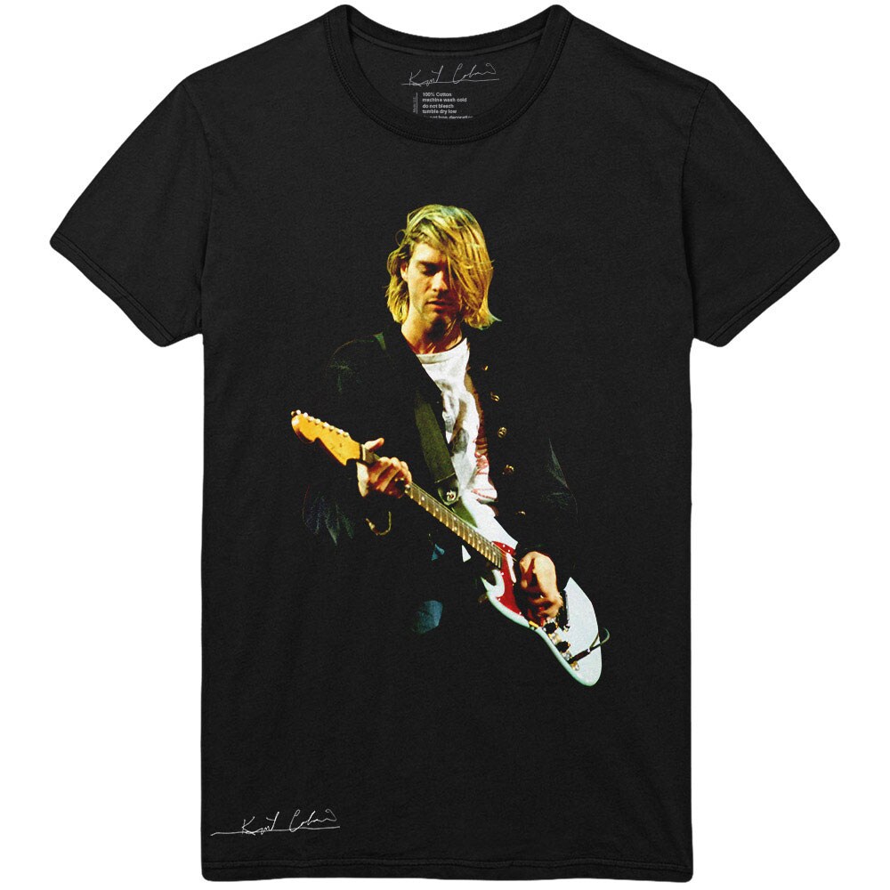 Kurt Cobain Unisex T-Shirt: Guitar Photo Colour (Medium)
