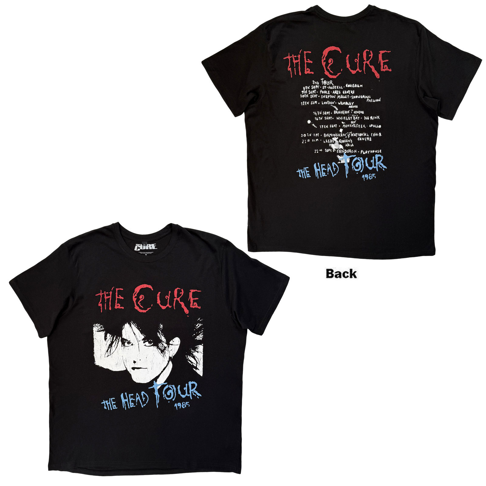 The Cure Unisex Premium Carbon T-Shirt: The Head Tour '85 (Black) (Back Print) - 3