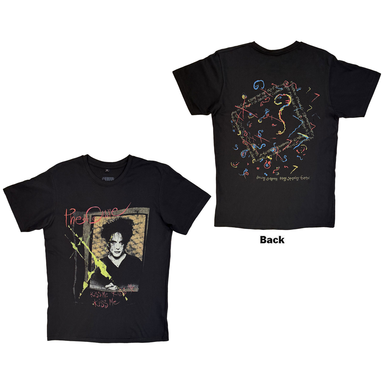The Cure Unisex Premium Carbon T-Shirt: Kiss Me Vintage (Black) (Back Print) - 3
