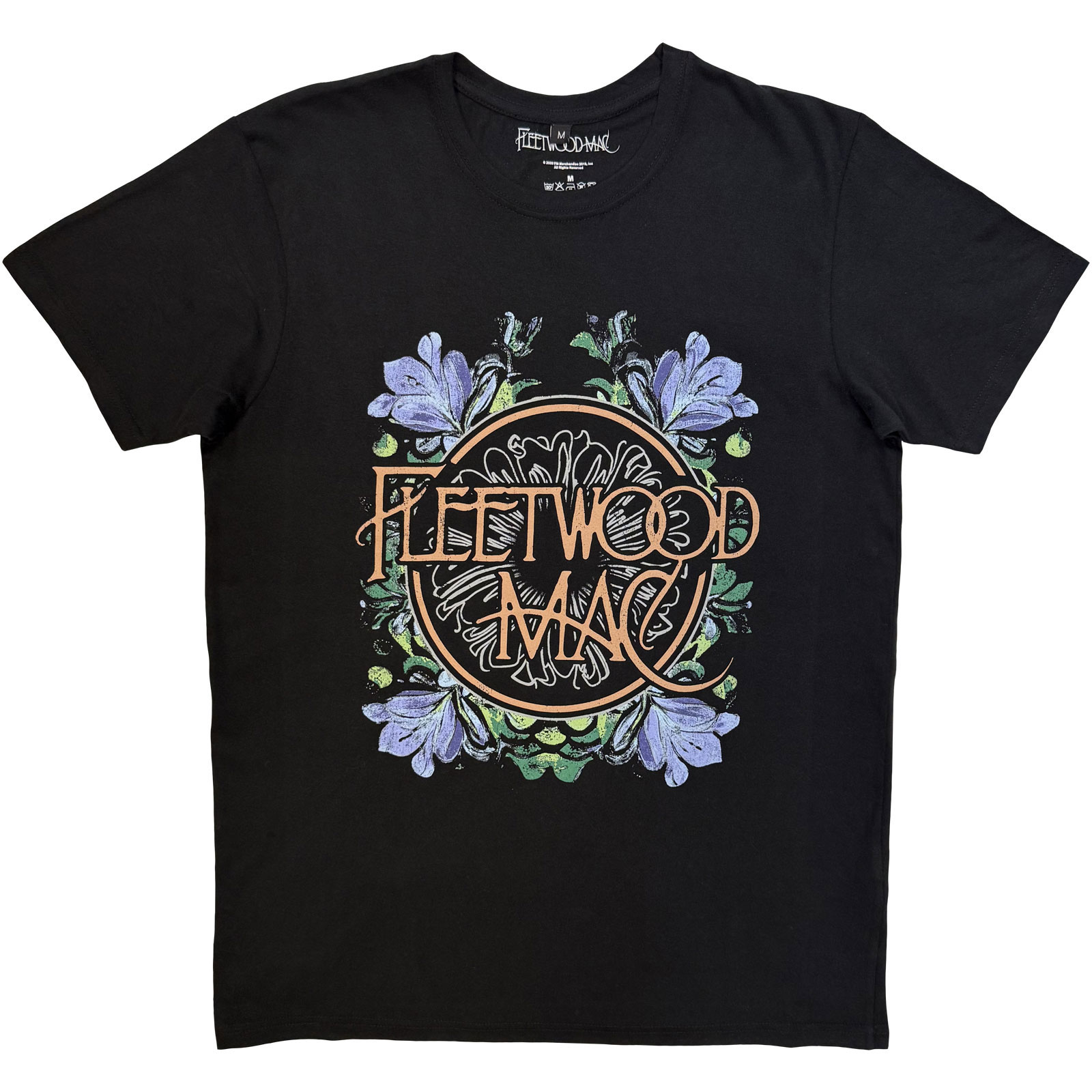 Fleetwood Mac Unisex Premium Carbon T-Shirt: Circle Floral (Black) - 3