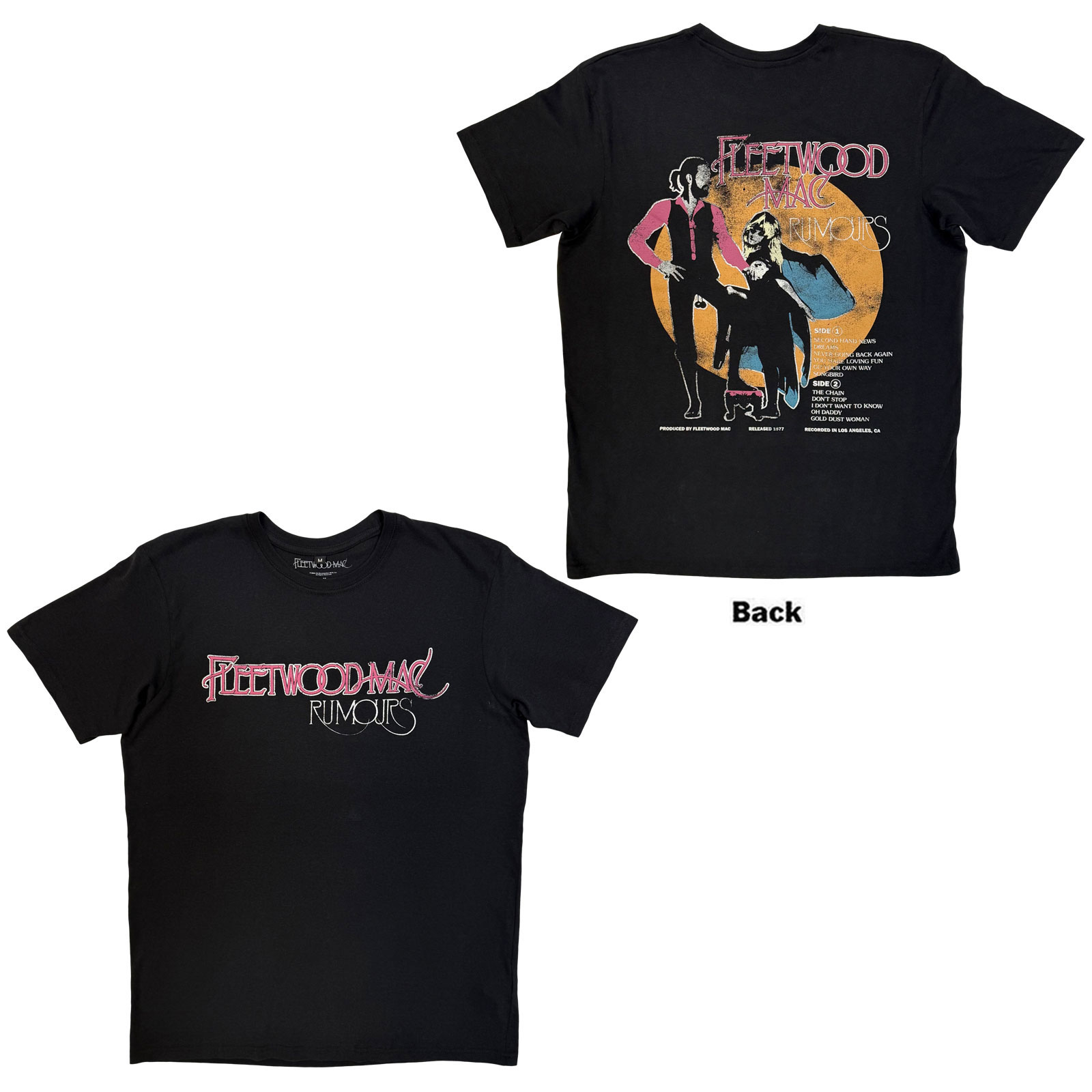 Fleetwood Mac Unisex Premium Carbon T-Shirt: Rumours (Black) (Back Print) - 3