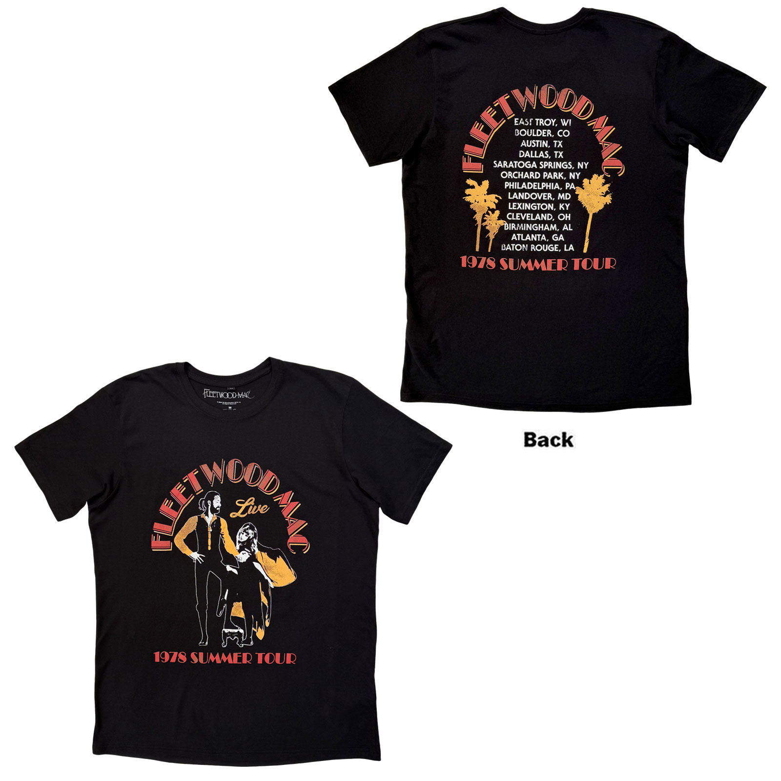 Fleetwood Mac Unisex Premium Carbon T-Shirt: Summer Tour (Black) (Back Print) - 3