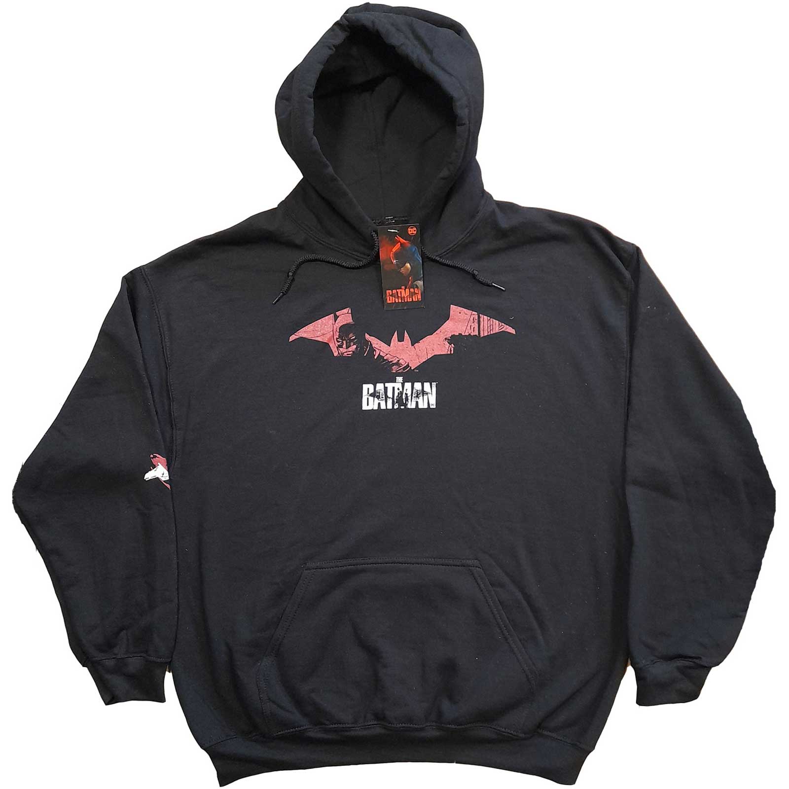 DC Comics Unisex Pullover Hoodie: The Batman Logo Sketch (Sleeve Print) (Medium)