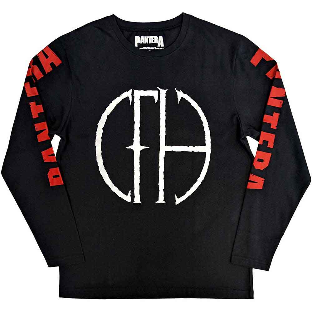 Pantera Unisex Long Sleeve T-Shirt: Frayed Logo (Sleeve Print) (Medium)