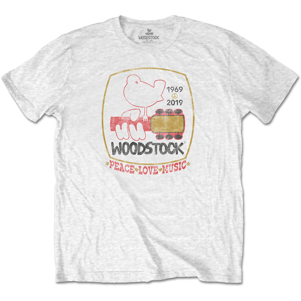 Woodstock Unisex T-Shirt: Peace Love Music (Small)