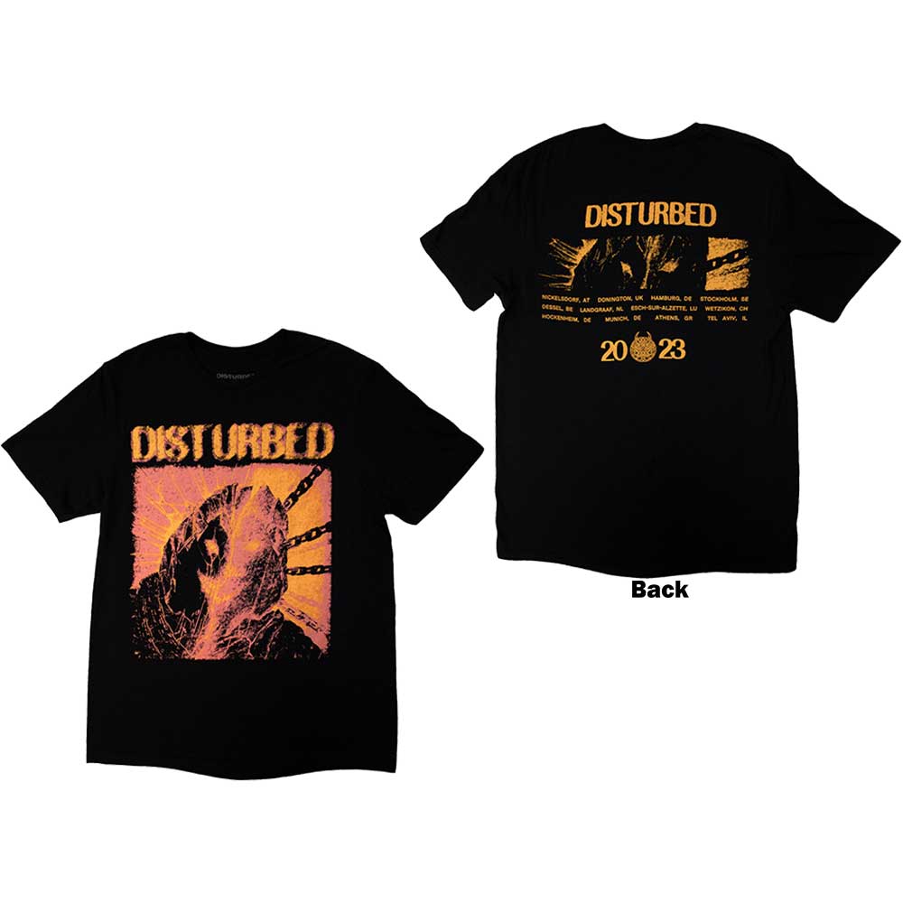 Disturbed Unisex T-Shirt: European Tour '23 Split Face (Back Print & Ex-Tour) (XX-Large)