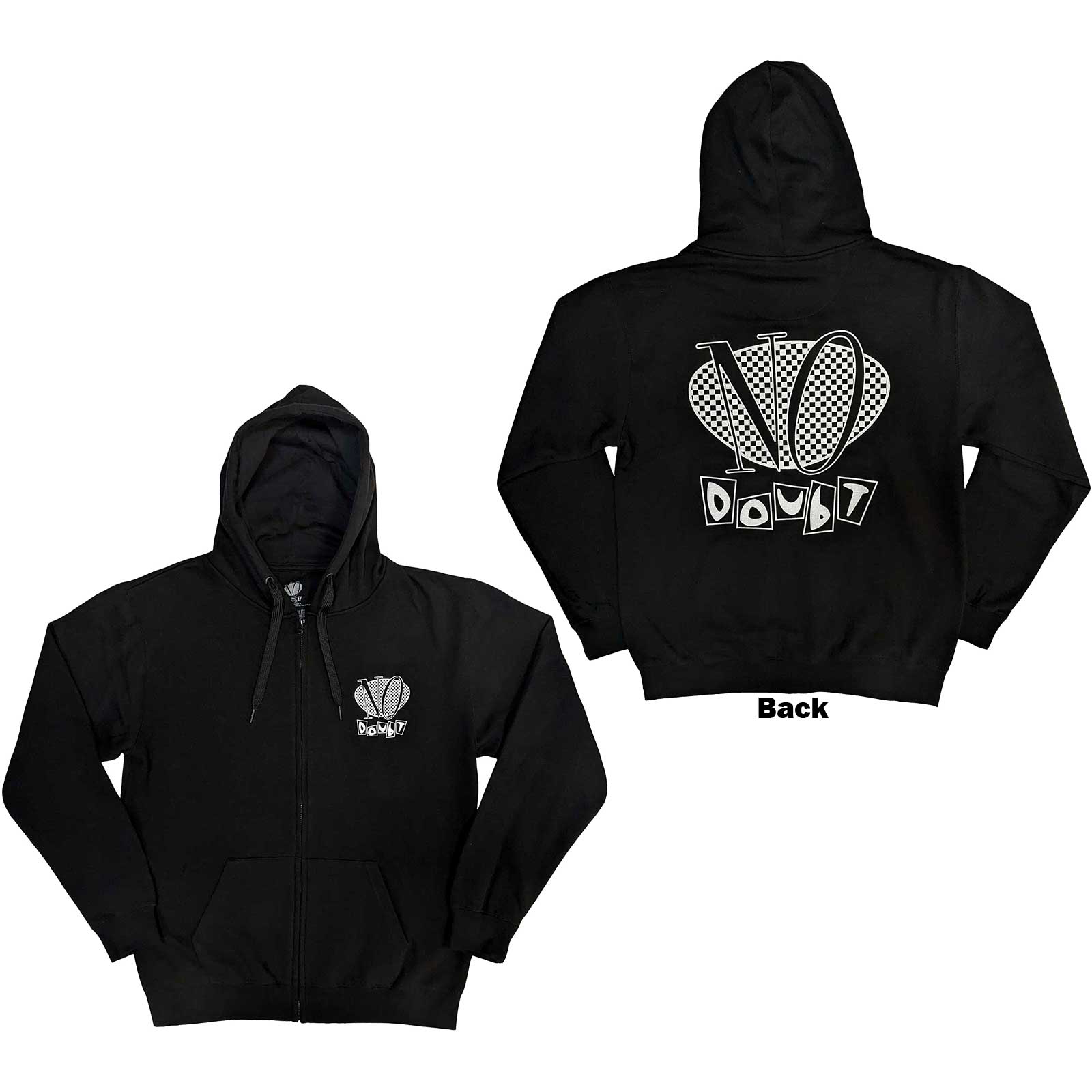 No Doubt Unisex Zipped Hoodie: Checker Logo (Back Print) (Medium)