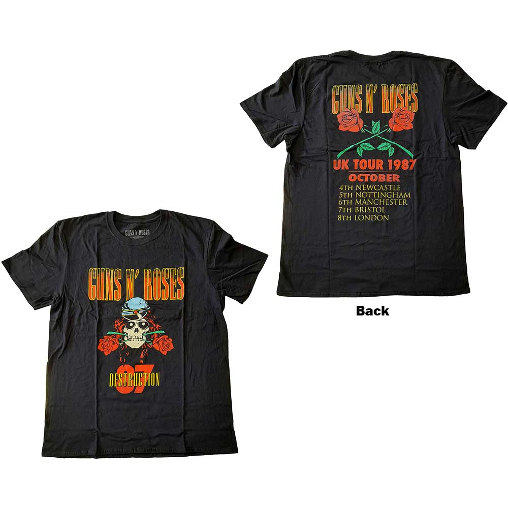 Guns N' Roses Unisex T-Shirt: UK Tour '87 (Back Print) (Small)