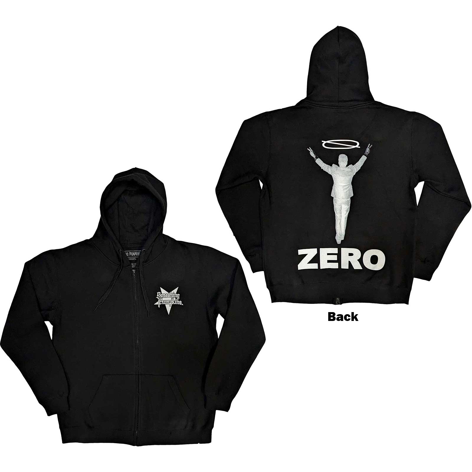 The Smashing Pumpkins Unisex Zipped Hoodie: Zero Halo (Back Print) (Medium)
