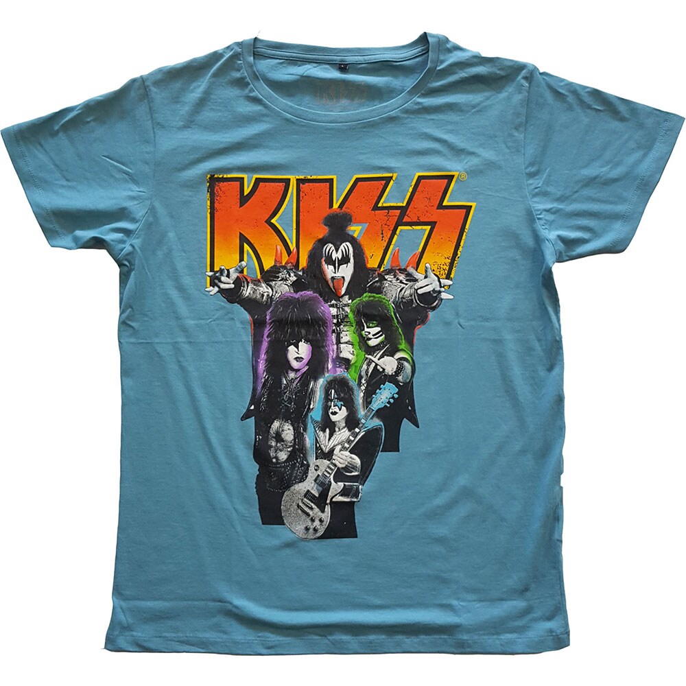 KISS Unisex T-Shirt: Neon Band (Large)
