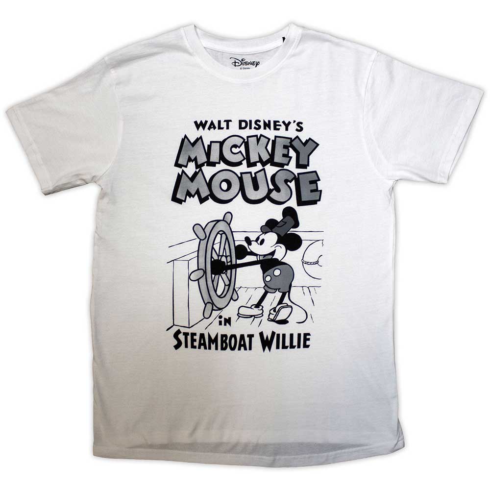Mickey Mouse Unisex T-Shirt: Steamboat Willie (Medium)