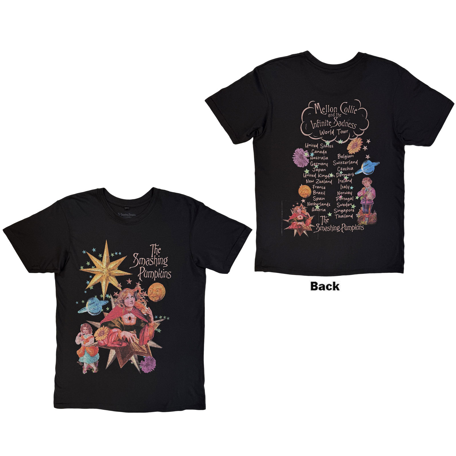 The Smashing Pumpkins Unisex Premium Carbon T-Shirt: Celestial Collage (Svart) (Ryggtryck) - 3