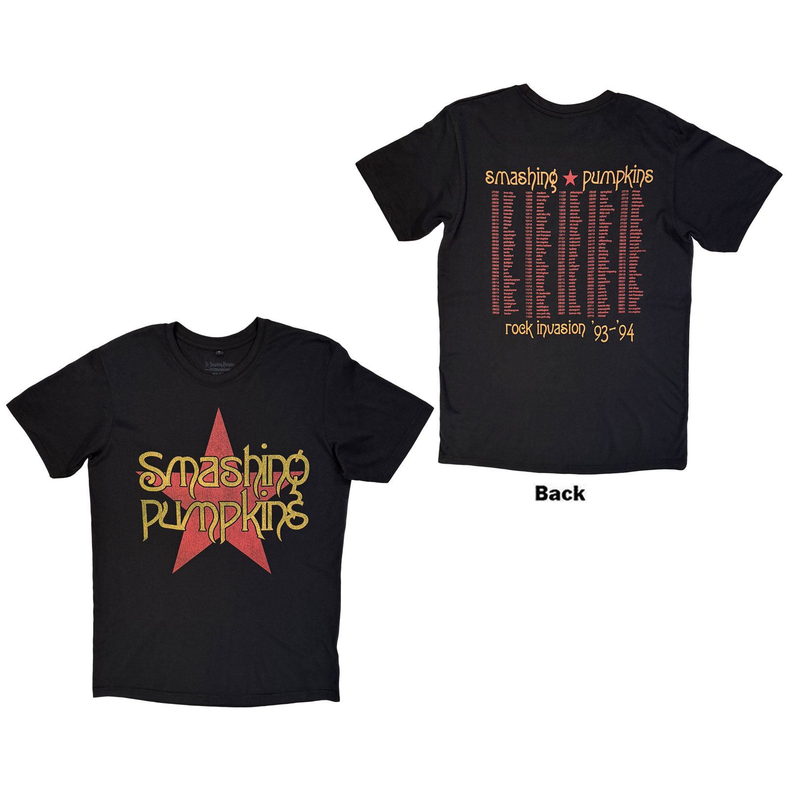The Smashing Pumpkins Unisex Premium Carbon T-Shirt: Rock Invasion (Svart) (Ryggtryck) - 3