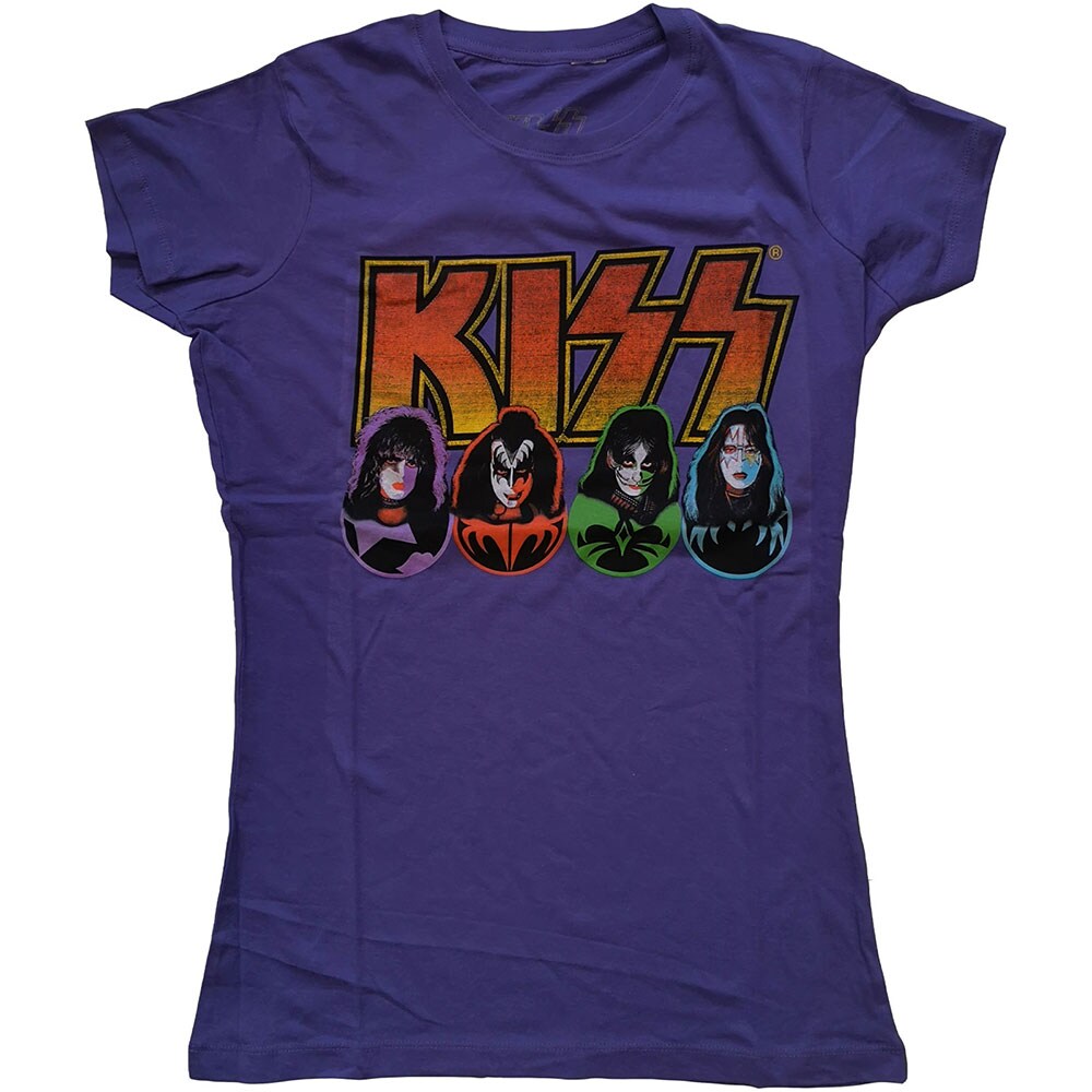 KISS Ladies T-Shirt: Logo, Faces & Icons (Medium)