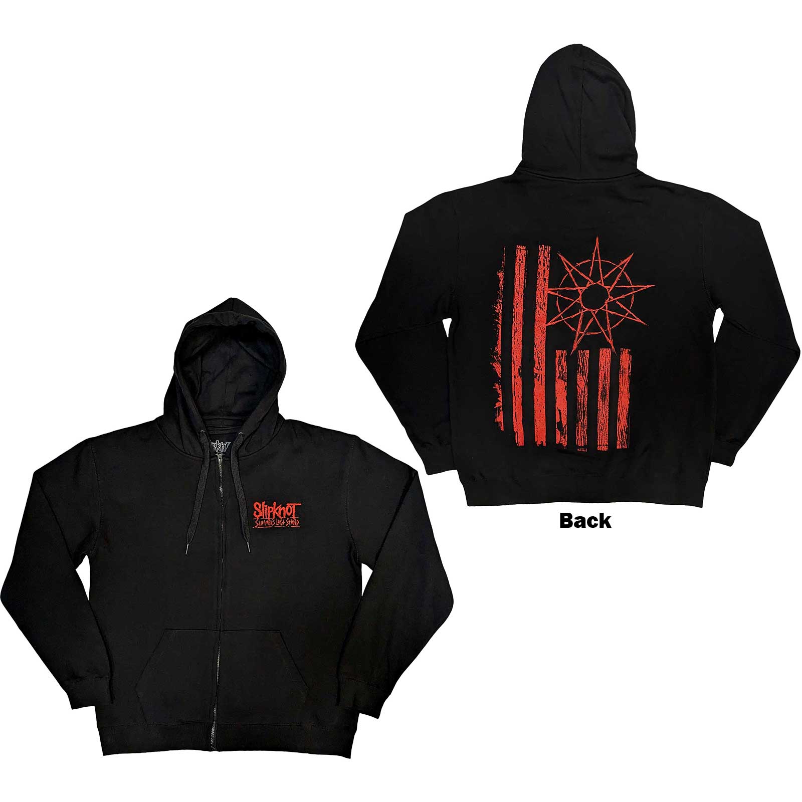 Slipknot Unisex Zipped Hoodie: 9-Point Flag (Back Print) (XX-Large)