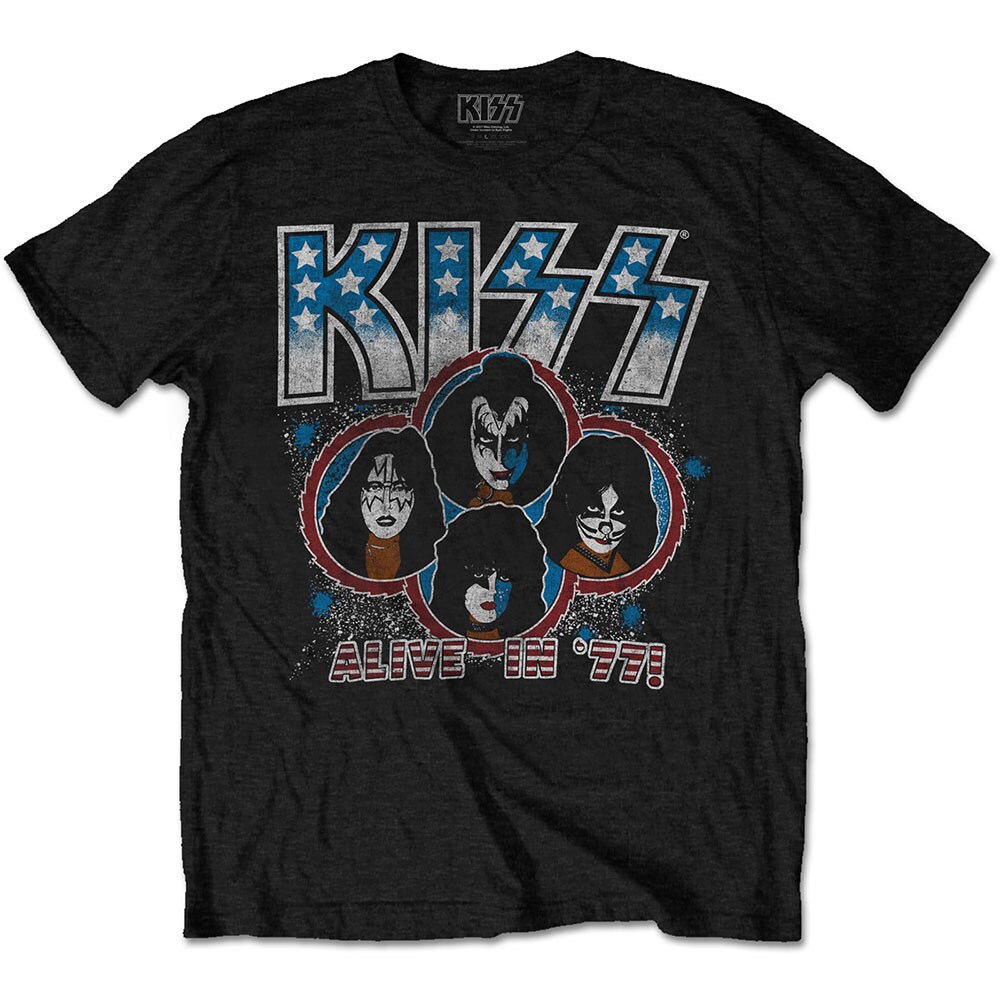 KISS Unisex T-Shirt: Alive In '77 (Small)