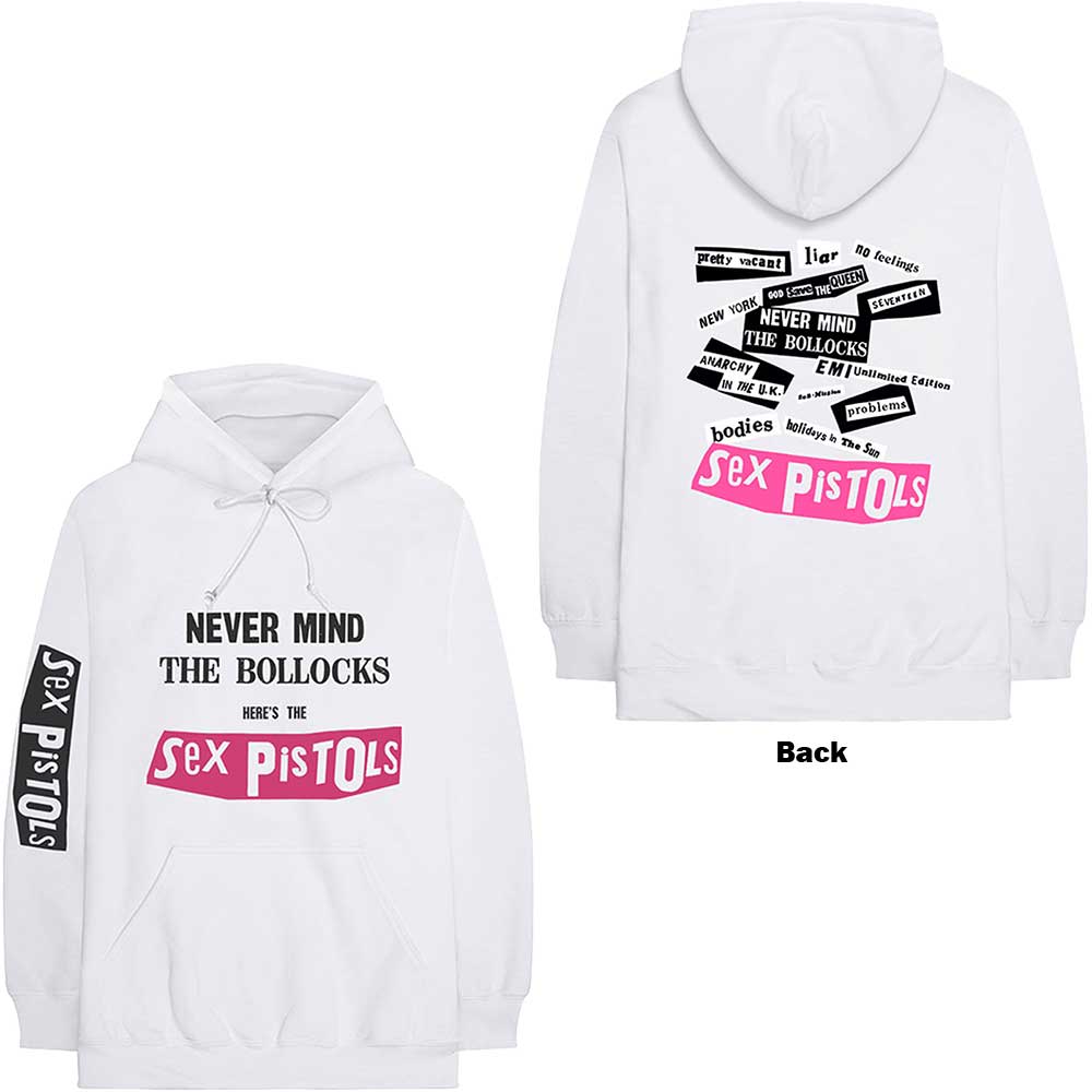 The Sex Pistols Unisex Pullover Hoodie: Never Mind The Bollocks (Back & Sleeve Print) (Large)
