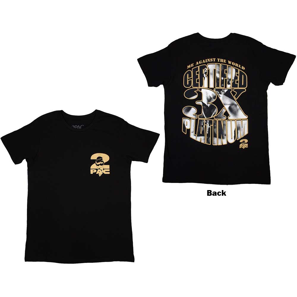 Tupac Unisex T-Shirt: Platinum (Back Print) (X-Large)