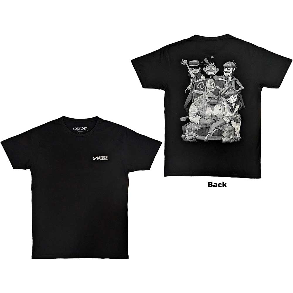 Gorillaz Unisex T-Shirt: Pocket Spray - George Group (Back Print) (X-Large)
