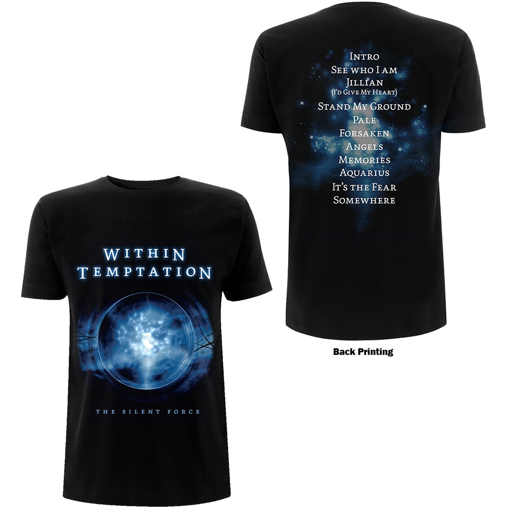 Within Temptation Unisex T-Shirt: Silent Force Tracks (Back Print) (X-Large)