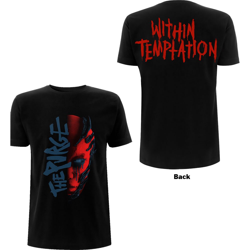 Within Temptation Ladies T-Shirt: Purge Outline (Red Face) (Back Print) (Small)