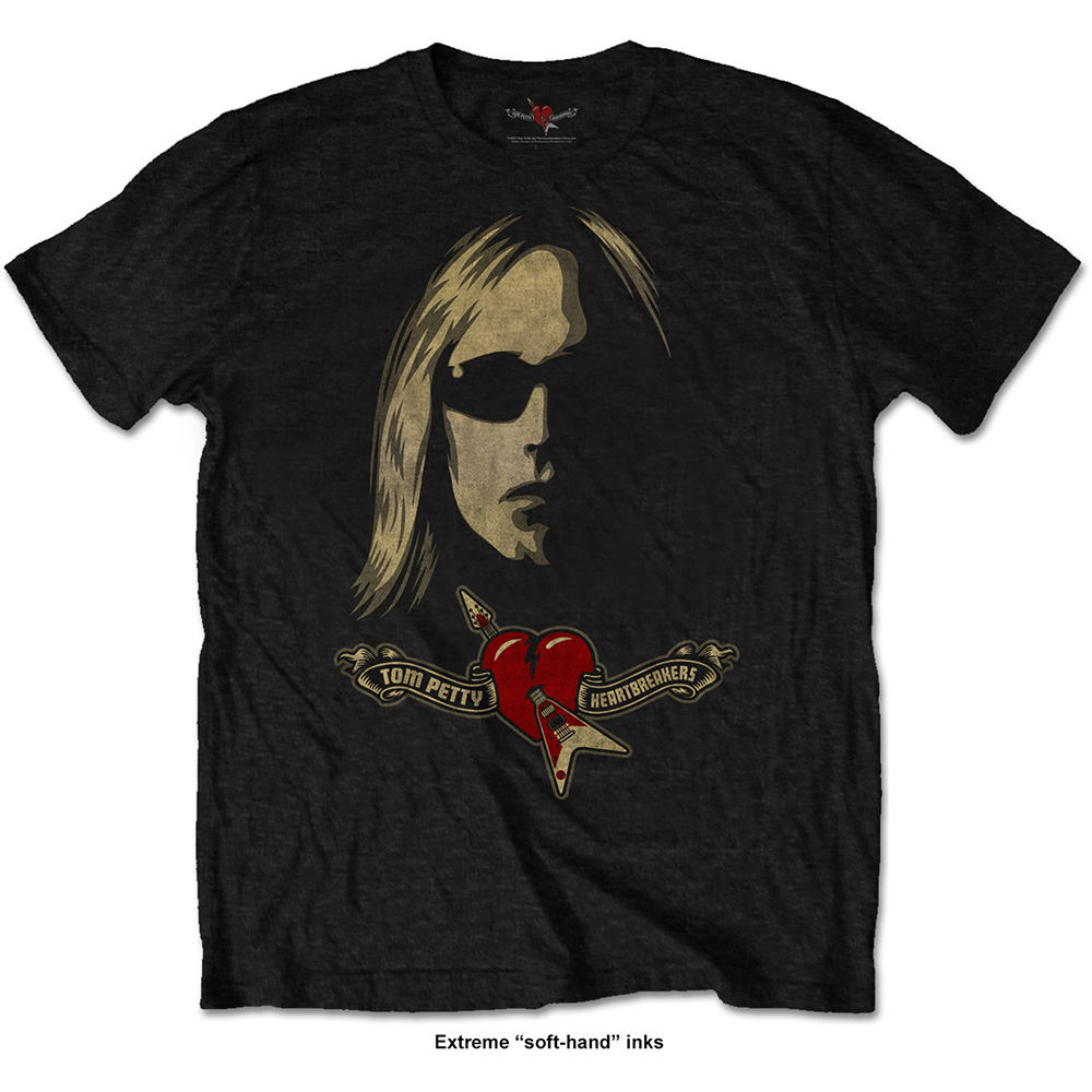 Tom Petty & The Heartbreakers Unisex T-Shirt: Shades & Logo (Soft Hand Inks) (Small)