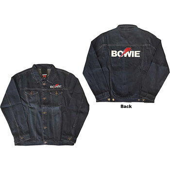 David Bowie Unisex Denim Jacket: Flash Logo (Back Print) (Medium)