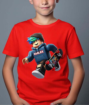 Roblox Børn T-shirt - On The Run - Rød - 100% Bomuld