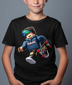 Roblox Børn T-shirt - On The Run - Sort - 100% Bomuld