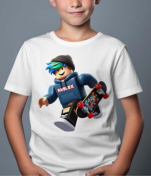 Roblox Børn T-shirt - On The Run - Hvid - 100% Bomuld