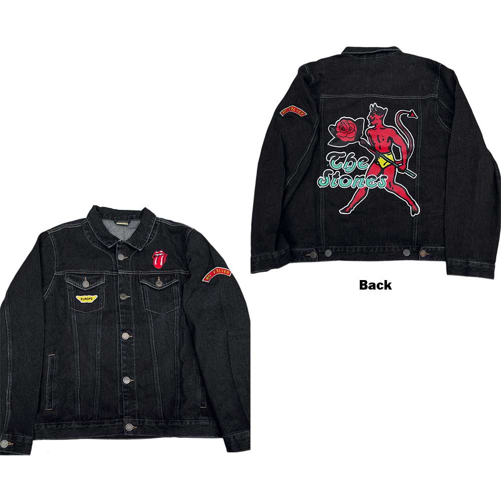 The Rolling Stones Unisex Denim Jacket: Sympathy (Back & Sleeve Print) (Large)