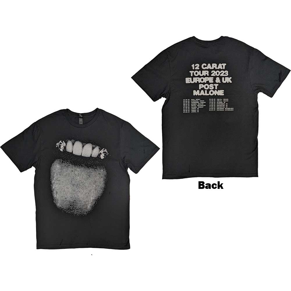 Post Malone Unisex T-Shirt: Fangs 2023 Tour Dates (Back Print & Ex-Tour) (Medium)