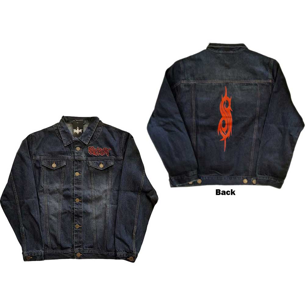 Slipknot Unisex Denim Jacket: Tribal Logo (Back Print) (Large)