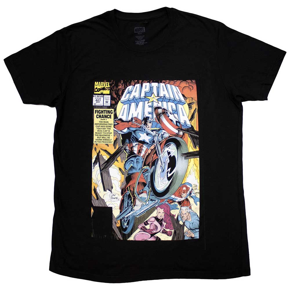 Marvel Comics Unisex T-Shirt: Captain America Wheel Comic Cover (Medium)
