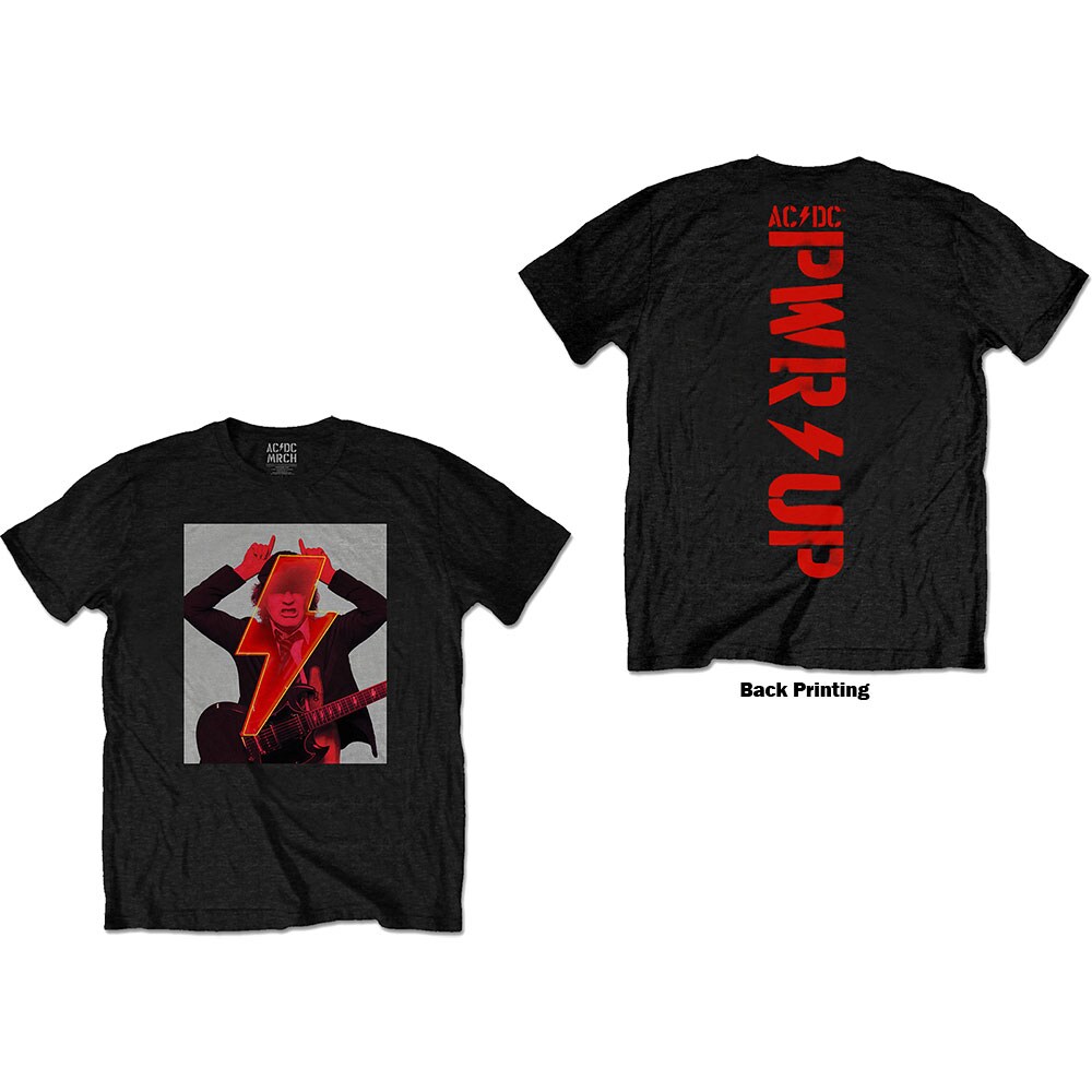 AC/DC Unisex T-Shirt: Angus Finger Horns (Back Print) (X-Large)