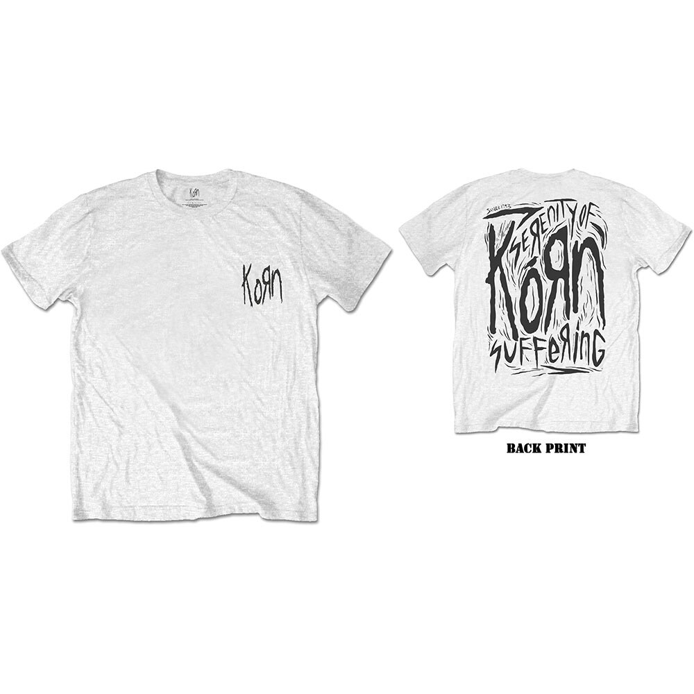 Korn Unisex T-Shirt: Scratched Type (Back Print) (X-Large)