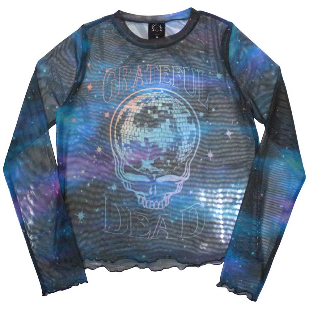 Grateful Dead Ladies Long Sleeve T-Shirt: Stealy Glitter Ball (Mesh) (X-Small)