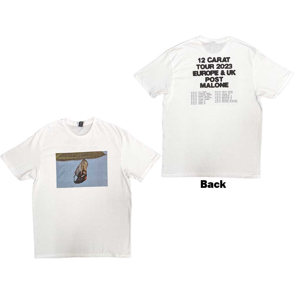 Post Malone Unisex T-Shirt: Resurface 2023 Tour Dates (Back Print & Ex-Tour) (Small)