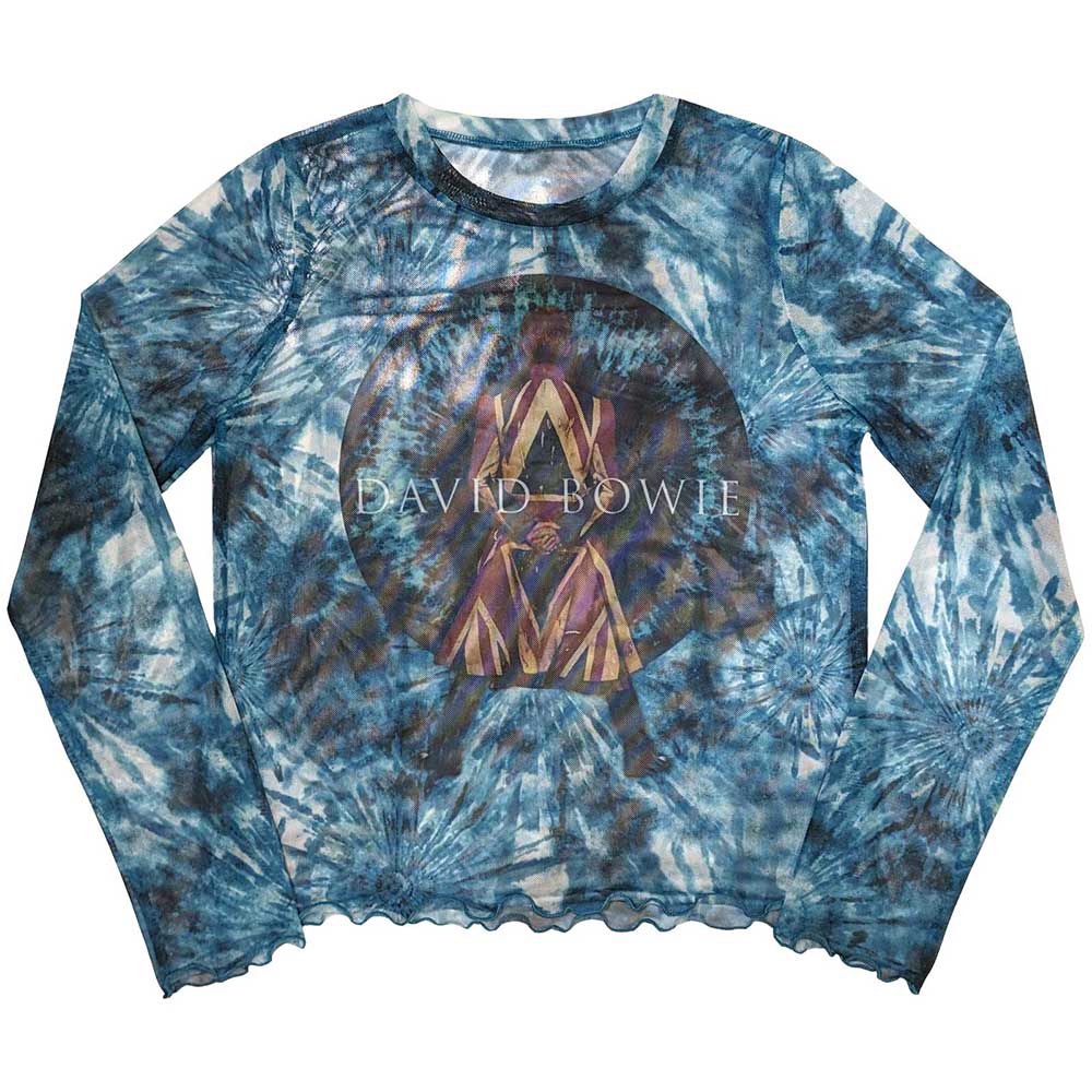 David Bowie Ladies Long Sleeve T-Shirt: Live & Well (Mesh) (Medium)