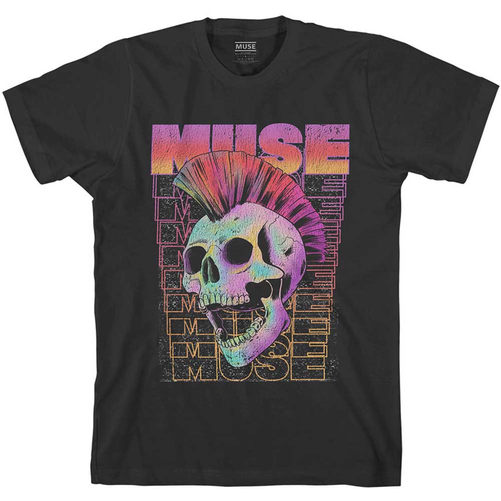 Muse Unisex T-Shirt: Mowhawk Skull (Large)