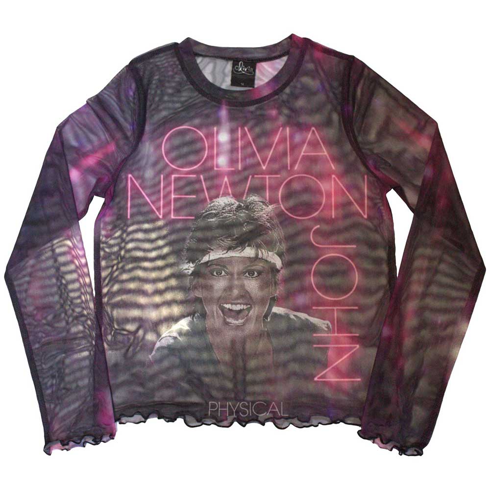 Olivia Newton-John Ladies Long Sleeve T-Shirt: Physical (Mesh) (Medium)