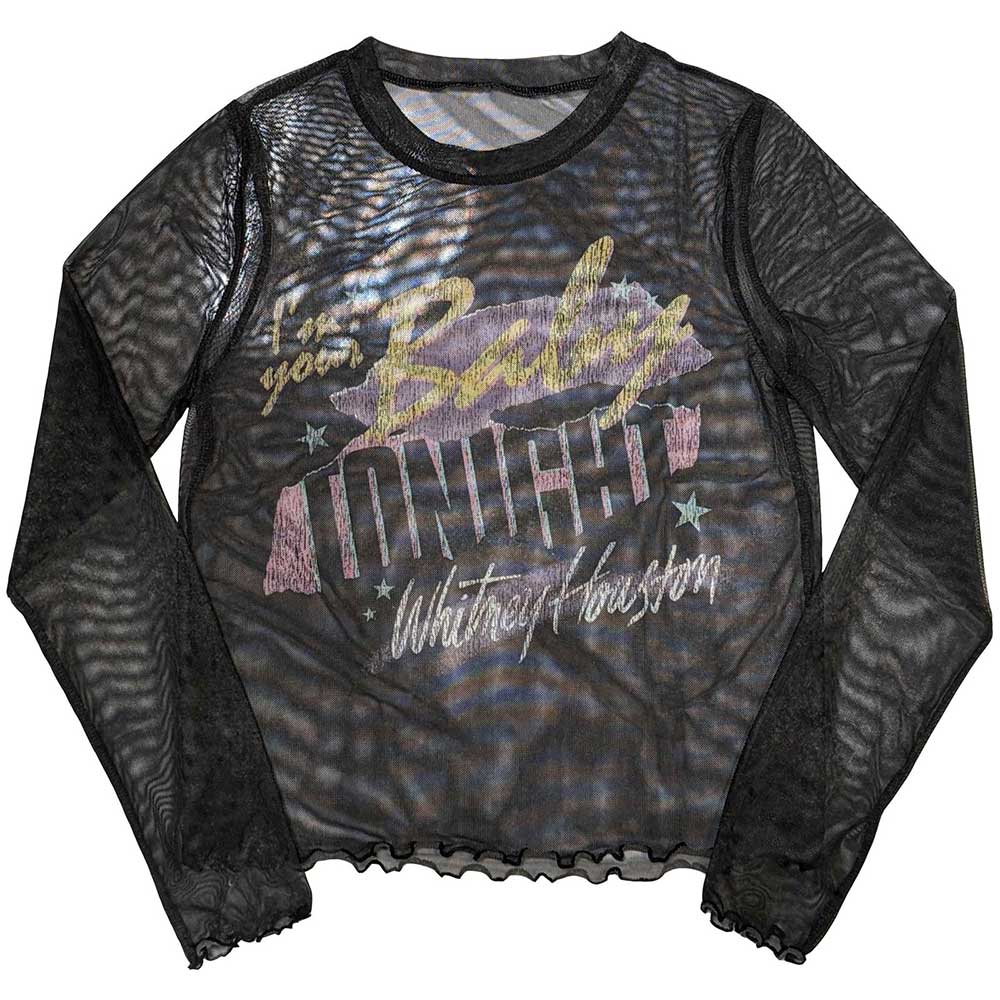 Whitney Houston Ladies Long Sleeve T-Shirt: I'm Your Baby (Mesh) (Small)