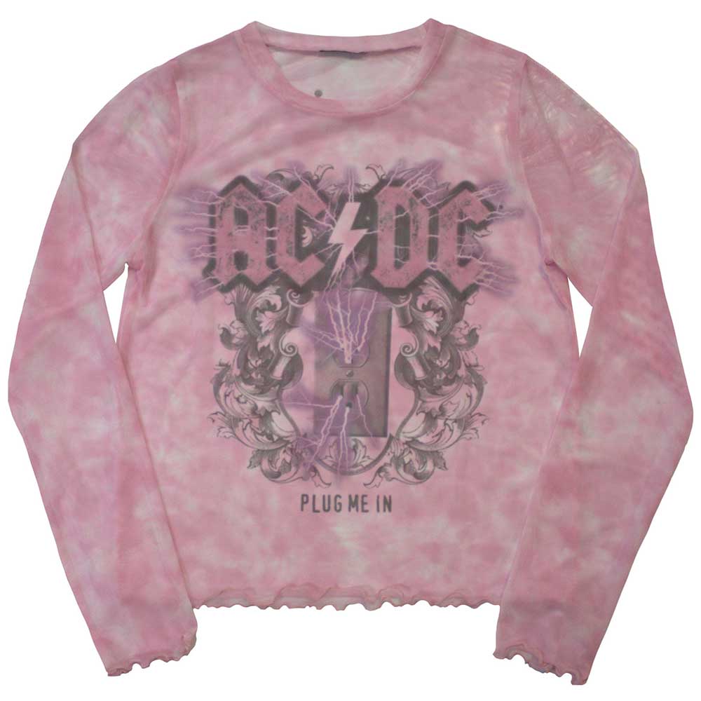 AC/DC Ladies Long Sleeve T-Shirt: Plug Me In (Mesh) (X-Large)